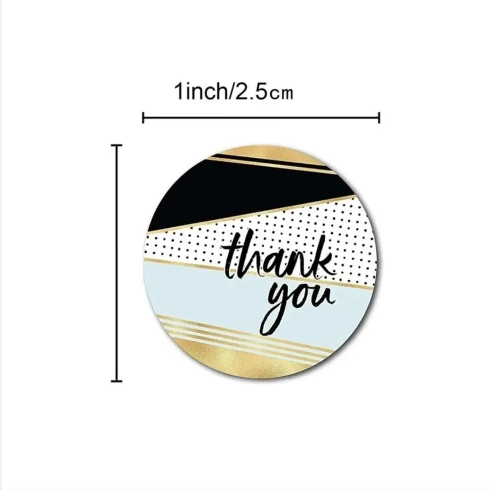 100pc Thank You Stickers Colorful Pink Blue Geometric Design